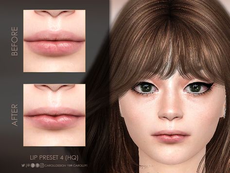 The Sims Resource - Lip Preset 4 (HQ) The Sims 4 Cc Lips Preset, The Sims Resource Lips, Sims 4 Cc Lips Shape, Cupids Bow Lips, Female Lips, Sims 4 Tattoos, Sims Clothes, Skin Details, Small Lips