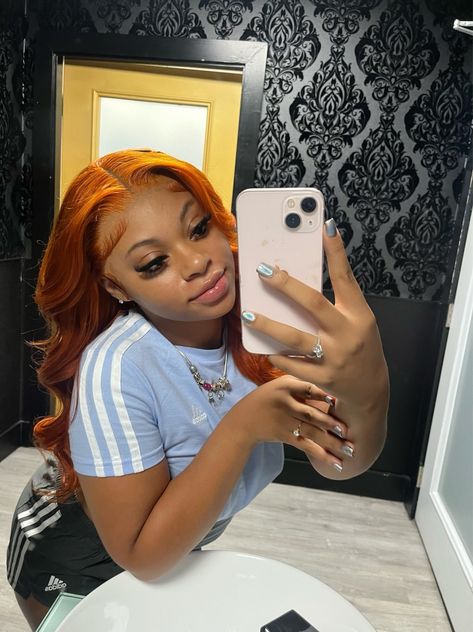 Ginger Wig, Color Wigs, Frontal Wig Hairstyles, Creative Hair Color, Black Ponytail Hairstyles, Dope Hairstyles, Hair Ponytail Styles, Ponytail Styles, Front Lace Wigs Human Hair