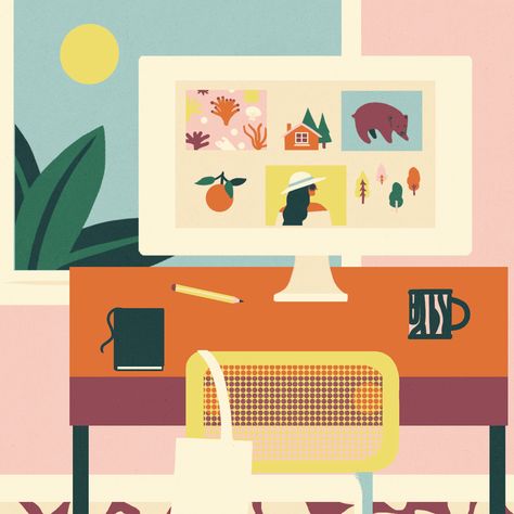 Illustrator Naomi Wilkinson is a Master of Color, You Need To Admire Her Artwork! #colordesign #graphicdesign #illustrations #designinspiration Naomi Wilkinson, Desk Job, Article Design, Happy Vibes, A Fresh Start, Information Design, Like Instagram, Paper Cutout, Wix Website