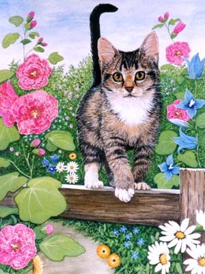 Flower cat Celebrate Each New Day, Cat Art Illustration, Image Chat, Gorgeous Cats, Cat Artwork, 수채화 그림, Cats Illustration, Ginger Cats, Arte Animal