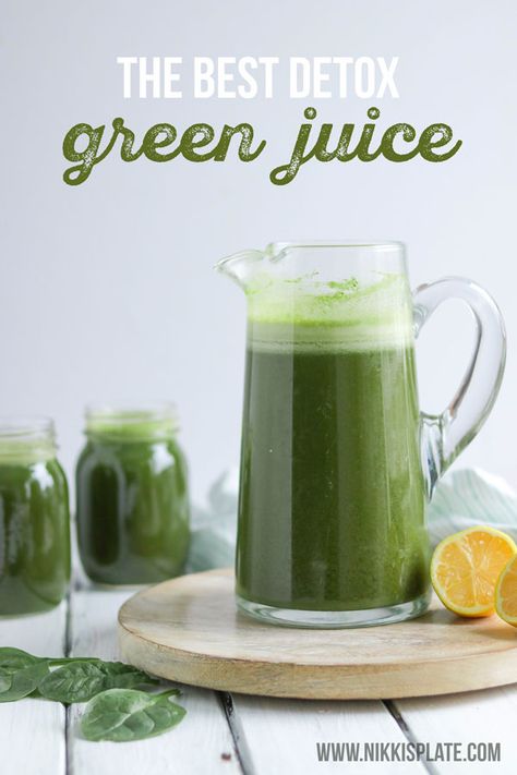 This detox green juice recipe helps you lose weight, get healthy and detox your body. Its delicious and easy to make! #greenjuice #detoxjuice #greenjuicerecipe #juicecleanse #greenjuicecleanse | Nikki's Plate Detox Green Juice, Green Juice Cleanse, Hydrating Foods, Healthy Beverages, Plate Recipes, Daniel Plan, Healthy Woman, Detox Kur, Veggie Juice