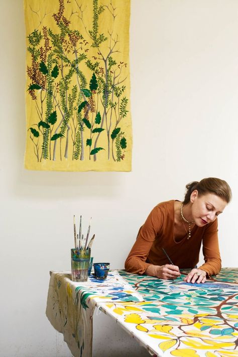 Artist Workspace, Hand Printed Textiles, Hand Painted Fabric, Mom Art, Textile Artist, Studio Tour, Project Inspiration, House Garden, Stitching Art