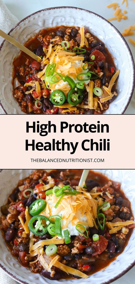 This high protein chili is the ultimate healthy chili recipe, made with lean ground chicken, veggies, beans, and the perfect blend of spices. It’s one of the best healthy chili recipes for a comforting, gut healthy meal that’s hearty and delicious. Don’t miss this flavorful chili recipe! Healthy Chili Recipes, High Protein Chili, Ground Chicken Chili Recipe, Flavorful Chili Recipe, Protein Chili, Ground Chicken Chili, Chicken Chili Recipe Easy, Chili Bean Soup, Creamy Chicken Chili