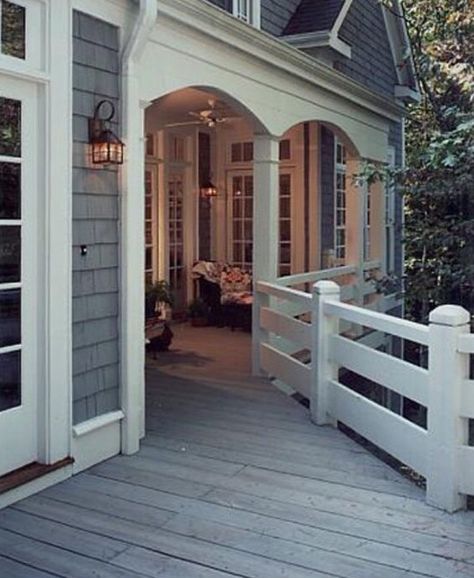 House Entrance Exterior, Deck Fence, House Colours, Cape Cod Style, Real Estat, Deck Railing, Front Porches, Home Porch, Exterior Ideas