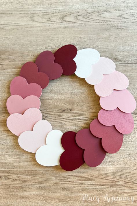 DIY Valentines Wreath - Stacy Risenmay Conversation Heart Wreath Diy, Diy Valentines Wreath, Heart Wreath Paper, Valentines Tulle Wreath Diy, Heart Shaped Wreaths With Flowers, Valentine Yarn And Ribbon Wreath, Valentine Wreath Diy, Valentines Wreath, Fun Wreath