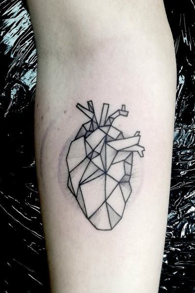 Tattoo uploaded by Armando Lopez | Geometric ❤️ | 1045581 | Tattoodo Stone Heart Tattoo, Celtic Heart Tattoo, Human Heart Tattoo, Anatomical Tattoos, Black Heart Tattoos, Brain Tattoo, Anatomical Heart Tattoo, Hippie Tattoo, Linework Tattoo