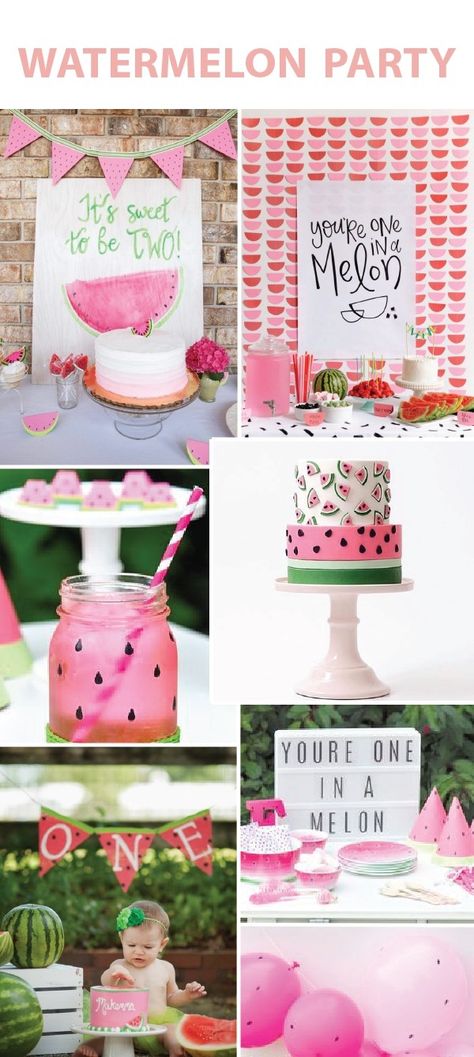 Watermelon Party Watermelon Themed Birthday Party, Watermelon Cakes, Watermelon Birthday Party, Watermelon Birthday Parties, 1st Birthday Party For Girls, Watermelon Party, Watermelon Birthday, 1st Birthday Themes