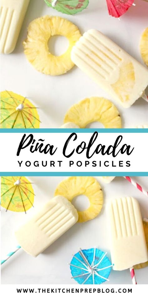 Pina Colada Popsicles, Yogurt Popsicle Recipes, Ice Pop Recipes, Healthy Popsicles, Yogurt Pops, Yogurt Popsicles, Fruit Popsicles, Frozen Snack, Homemade Popsicles