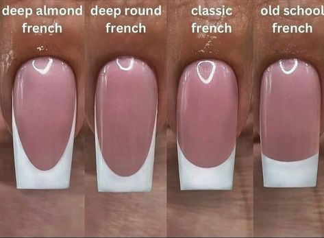 French Manicure Press On Nails, Short Old School Nails, Deep Almond French Tips, Old School French Tip, Old School French Tip Nails, Deep French Nails, Nail Boutique, Abstract Nails, Nail Room