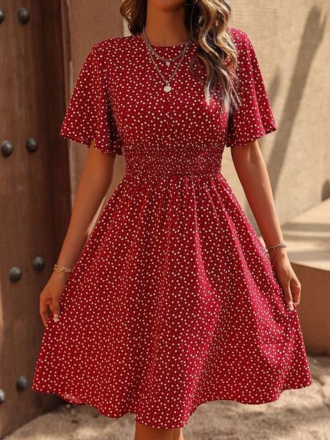 Short Flared Dress, Shirred Waist Dress, Butterfly Sleeve Dress, Print Butterfly, Skandinavian Fashion, Ruffle Trim Dress, Butterfly Sleeve, Linnet, Women Midi