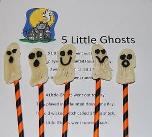 5 Little Ghosts Song, Ghost Songs Preschool, Ghost Ideas, Ghost Song, Stick Puppet, October Lessons, October School, October Ideas, October Activities