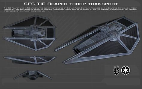 Tie Reaper, Troop Transport, Star Wars Ships Design, Star Wars Spaceships, Star Wars Sith, Star Wars The Old, Dark Side Star Wars, Star Wars Vehicles, Star Wars Concept Art