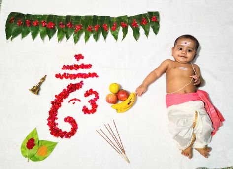 Vinayaka Chaturthi Baby Photo Shoot, Ganesha Baby Photoshoot Ideas, Ganesha Theme Baby Photoshoot, Ganesha Festival Baby Photoshoot, Ganesh Chaturthi Baby Photoshoot, Annaprashan Ideas, Babies Photoshoot, Monthly Ideas, Monthly Photoshoot