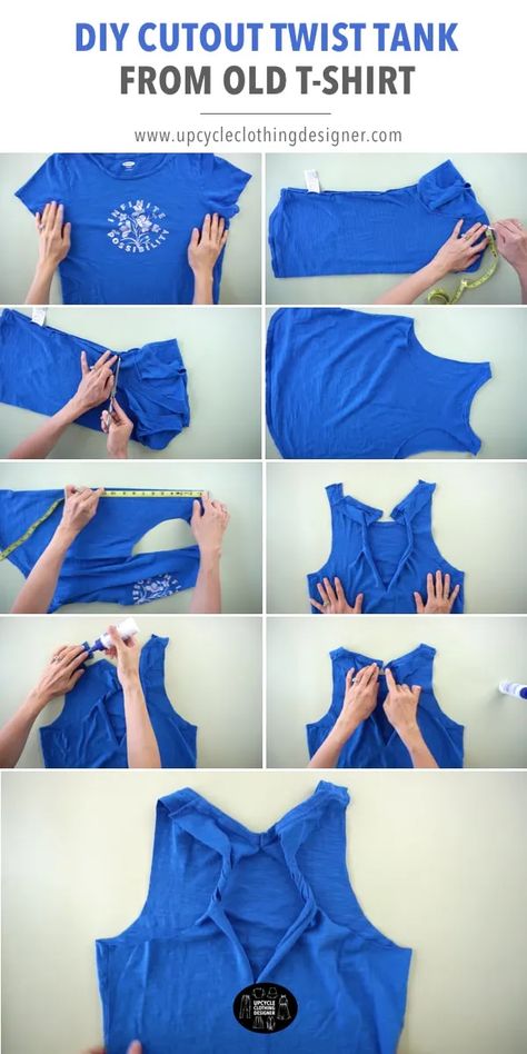 Diy Cutout Shirt, No Sew Tank, Shirt Alterations, Cut Shirt Designs, T Shirt Weaving, Tank Tops Diy, Diy Cut Shirts, Cutout Shirts, T Shirt Hacks