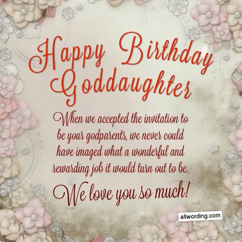 Happy Birthday, Goddaughter! When we accepted the invitation to be your godparents, we never could have imaged what a wonderful and rewarding job it would turn out to be. We love you so much! Happy Birthday Goddaughter, Birthday Goddaughter, Goddaughter Quotes, Happy Birthday Godmother, Godmother Quotes, Happy 1st Birthday Wishes, Happy Birthday Mom From Daughter, Meme Girl, Meme Happy