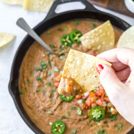 Dairy Free Dip Recipes, Bean Dip Recipes Refried, Hot Bean Dip, Warm Bean Dip, Simply Whisked, Vegan Refried Beans, Refried Bean Dip, Make Refried Beans, Bean Dip Recipe