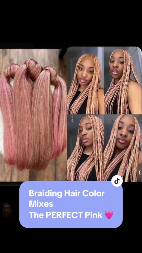 TikTok · Fina like Fairy Rose Gold Braids Black Women, Pink Blonde Braids, Rose Gold Braids, Blonde And Pink Box Braids, Light Pink Braids, Braid Blends, Strawberry Blonde Braids, Pink And Blonde Braids, Pink Box Braids