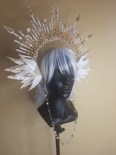 Seraphim Cosplay, Ethereal Costume, Angel Halos, Angel Headpiece, Wing Headpiece, Angel Hat, Fantasy Crowns, Angel Crown, Head Wings