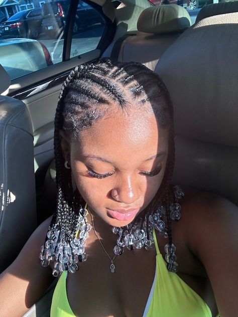 Braids W Beads, Short Braid Hairstyles, Short Braid, Cornrows Natural Hair, Cornrows Braids For Black Women, Protective Hair, Protective Hairstyles For Natural Hair, Natural Braids, Quick Natural Hair Styles