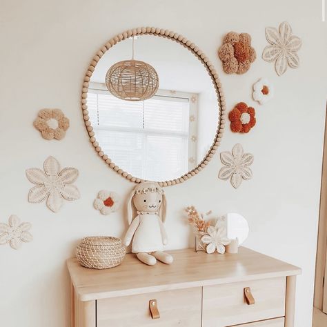 Boho Nursery Girl, Rattan Decor, Girly Boho, Rattan Wall, Wall Flowers, Girl Bedrooms, Toddler Girl Room, Kids Bedroom Inspiration, Nursery Room Design