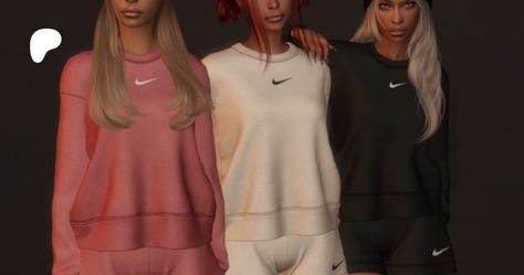 plumbobsnfries - NIKE | outfit | Patreon Jordan Outfit, Nike Sweater, Nike Outfits, High Waisted Shorts, Nike Men, Jogging, Sims 4, Crew Neck Sweatshirt, High Waisted