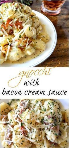 Gnocchi With Bacon, Bacon Cream Sauce, Gnocchi Recipes, God Mat, Deilig Mat, Healthy Family, Best Dishes, Italian Dishes, Cream Sauce