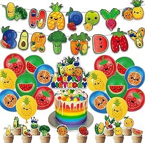 Sensory Fruit Birthday, Fruit Theme Party, Poppy Tattoos, Fruit Birthday, Kawaii Fruit, Poppies Tattoo, Fruit Party, Kids Gift Guide, Edible Cake Toppers