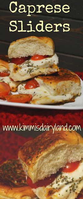 Kimmi's Dairyland: Caprese Sliders Barbecue Sliders, Caprese Sliders, Slider Recipe, Hawaiian Roll, Slider Sandwiches, Appetizer Sandwiches, Hot Appetizers, Party Sandwiches, Dried Basil