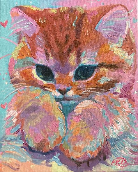 Whimsical Worlds In Paint: Exploring Emily Dunlap's Animal And Fantasy Art Painting Fairycore, Cottagecore Painting, Oil Pastel Art, Cute Paintings, Art Inspiration Painting, Pastel Art, Cat Painting, الرسومات اللطيفة, Animal Paintings