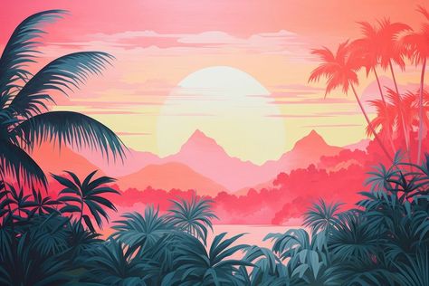 Tropical jungle landscape outdoors tropics. | premium image by rawpixel.com / Tung Acrylic Aesthetic, Jungle Landscape, Landscape Mural, Phone Background Wallpaper, Palm Tree Plant, Tropical Landscape, Tropical Art, Tropical Landscaping, Tropical Vibes