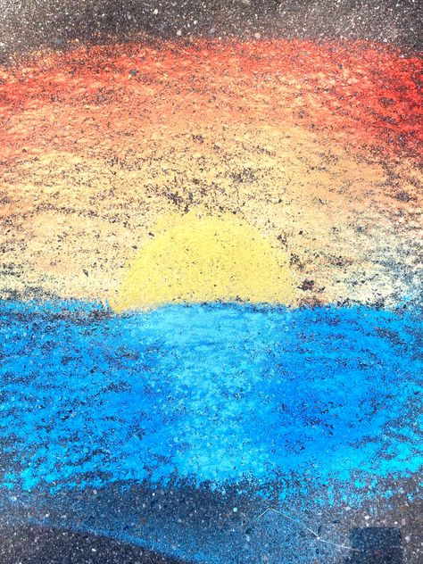 Sunset Chalk Art, Street Chalk Art, Chalk Ideas, Sidewalk Chalk Art, Summer Things, Sidewalk Chalk, Bucket Lists, Chalk Art, Sunset Beach