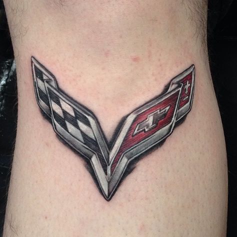 Chevy tattoos Corvette Tattoo, V8 Tattoo, Chevy Tattoo, Truck Tattoo, Tattoo Style Art, Chevy Bowtie, Mechanic Tattoo, Flag Tattoo, Car Tattoos