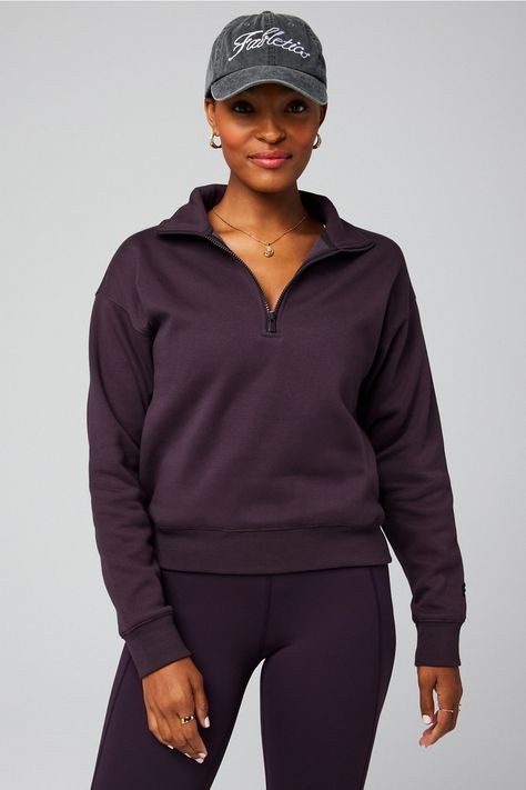 Cozy Fleece Half Zip Sweatshirt - Fabletics Half Zip Sweatshirt, Fleece Sweatshirt, Zip Sweatshirt, Active Wear For Women, Fleece Fabric, Half Zip, Athleisure, Sweat Shirt, Sweatshirts Hoodie