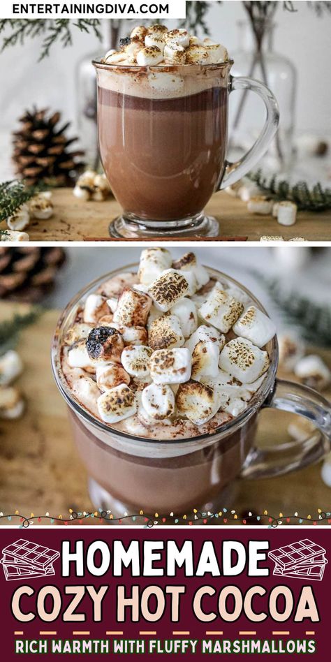 Best Homemade Hot Chocolate With Marshmallows | Food  Drink Chocolate Chip Hot Chocolate, Best Homemade Hot Chocolate, Christmas Turkey Recipes, Hot Chocolate With Marshmallows, Chocolate With Marshmallows, Hot Chocolate Recipe Homemade, Christmas Eats, White Chocolate Bark, Crockpot Hot Chocolate