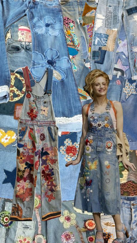 Decorated Overalls, Upcycled Overalls, Altered Jeans, Upcycled Couture, Repurposed Fashion, Upcycled Sewing, Denim Upcycle, Altering Jeans, Boho Style Inspiration