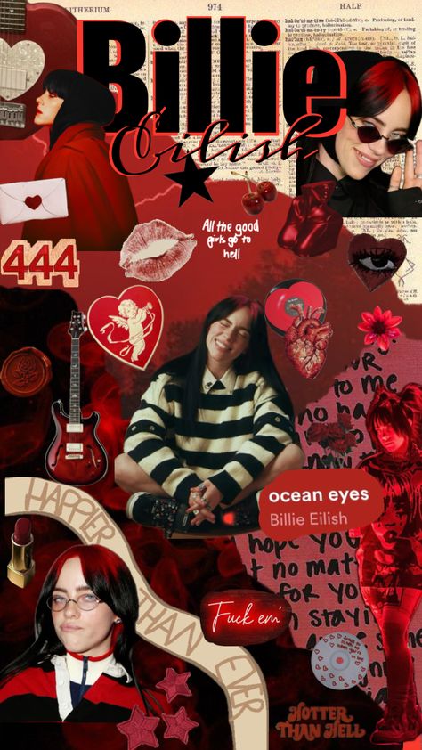 #myfirstshuffle #billieeilish #wallpaper #red #music #vibes #billie #beauty #iphone #wallpaperlockscreen #wallpapershuffles Billie Eilish Outfits, Happy Jar, Spiderman Theme, Music Vibes, Music Collage, Billie Piper, Wallpaper Red, Funny Phone Wallpaper, Pink Vibes