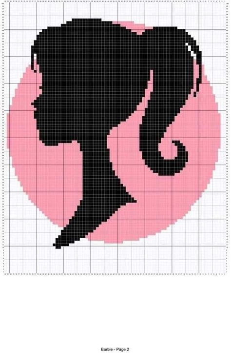 Barbie Profile, Barbie Silhouette, Pixel Crochet, Tapestry Crochet Patterns, Plastic Canvas Patterns Free, Disney Cross Stitch, Barbie Patterns, Pixel Pattern, Cross Stitch Patterns Free