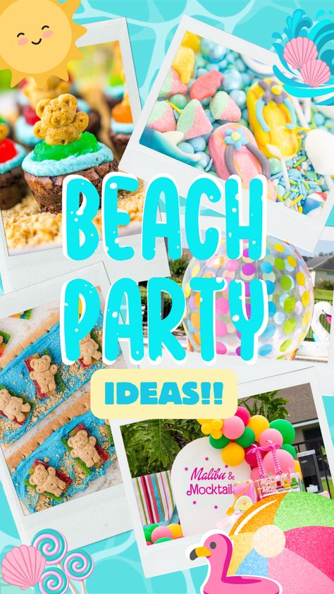 Beach Theme Party Food, Beach Themed Food, Beach Party Ideas, Ocean Theme Birthday, Party Food Themes, Beach Themed Party, Party Banners, Birthday Games, Beach Themed