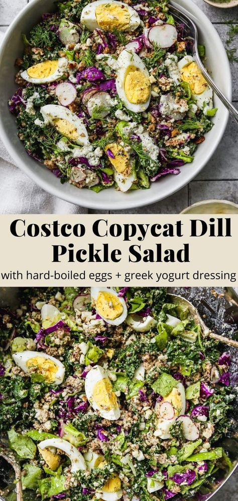 Dill Pickle Salad (Copycat Costco Taylor Farms) | Walder Wellness, RD Dill Pickle Salad Recipe, Dill Pickle Salad, Pickle Salad, Salad With Eggs, Salad Copycat, Salad Kit, Dill Recipes, Salad Spoon, Salad Kits