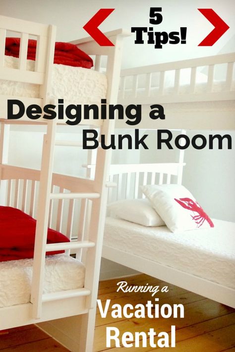 Bunk rooms and vacation rental homes go together perfectly! You can design a cozy bunk room that keeps kids and adults happy, following our easy planning tips. Bunk Room Ideas, Bunk Bed Ideas, Modern Bunk Beds, Diy Bunk Bed, Boy Rooms, Bunk Rooms, Cool Bunk Beds, Bunk Bed Designs, Space Bedding