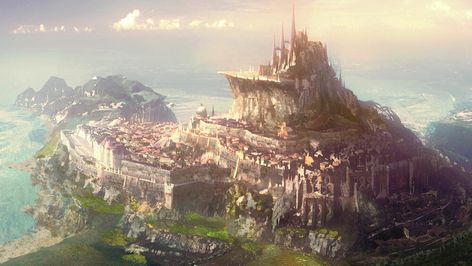 Sea Fortress, Kingdom City, Art Of Animation, Planets Wallpaper, Building Art, Fantasy City, Fantasy Castle, Fantasy Places, Landscape Scenery