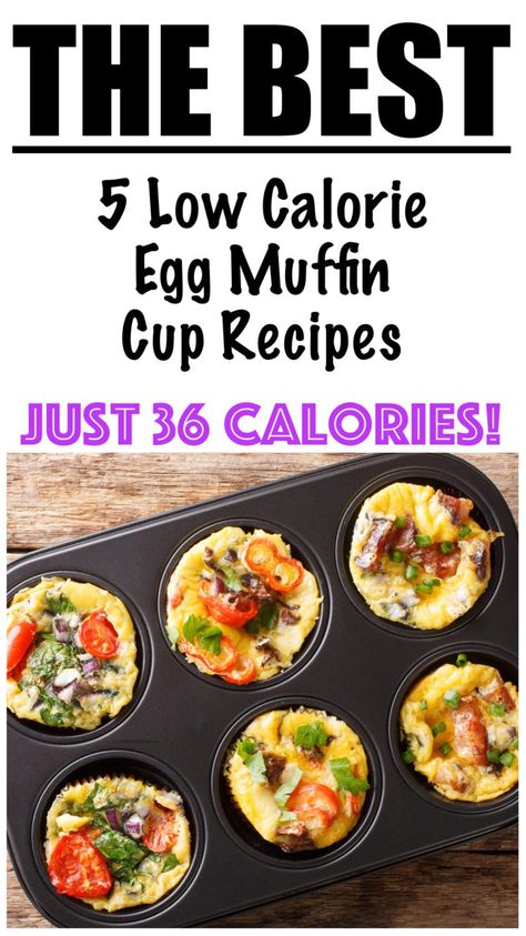 The BEST Low Calorie Egg Muffin Cups Low Calorie Egg Bites, Low Calorie High Protein Lunch, Veggie Egg Muffins, Sausage Egg Muffins, Vegetarian Bacon, Muffin Cups Recipes, Egg Muffins Healthy, Bacon Egg Muffins, Muffins For Breakfast