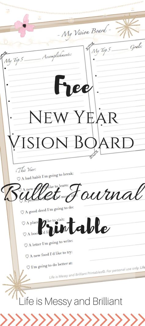 New Year Vision Board, Fitness Bullet Journal, Bullet Journal Goal Setting, Year Vision Board, Goal Setting Worksheet Printables, Goal Settings, Diy Kalender, How To Bullet Journal, Vision Board Party