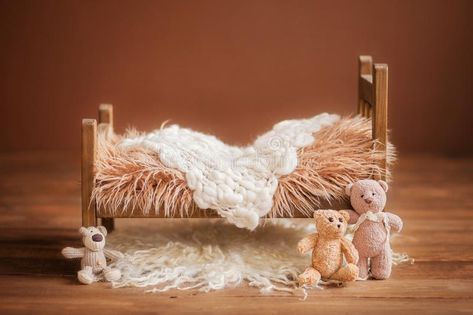 Cot for a newborn on a brown background with toys and a white rug, background stock photography Rug Background, Studio Background Ideas, Newborn Background, Baby Photography Backdrop, Baby Shower Background, Baby Backdrop, Foto Newborn, Newborn Backdrop, Baby Photo Editing