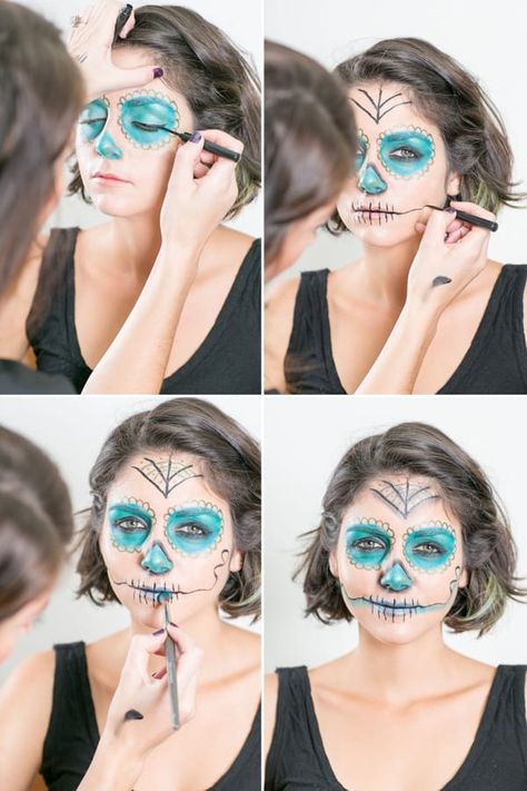 Dead Halloween Makeup, Halloween Work Party, Crazy Halloween Makeup, Longer Eyelashes Naturally, Step By Step Makeup Tutorial, Get Long Eyelashes, Diy Floral Crown, Day Of The Dead Makeup, Make Up Diy