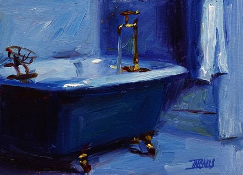 Where, How, and Why to Add a Signature to Your Paintings Bathtub Painting, Beautiful Bathtubs, Wall Painting Art, Bath Art, Blue Poster, Acrylic Painting Techniques, Big Art, A Level Art, Water Painting