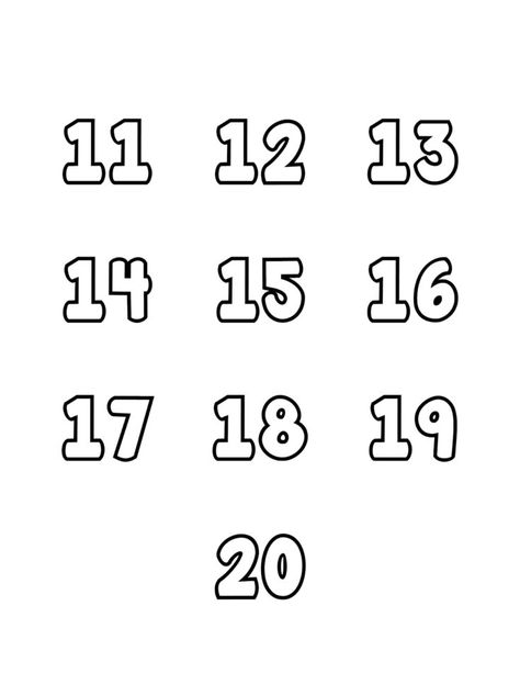 Number Bubble Letters, Numbers 11-20, Letters Bubble, Bubble Numbers, English Corner, Tracing Numbers, Phonics For Kids, Free Printable Numbers, Numbers Template