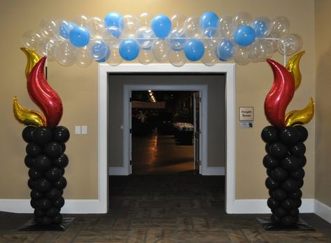 Earth Wind Fire Water, Prom Balloons, Balloon Dance, Balloon Clusters, Dance Decorations, Ball Ideas, Work Holiday Party, Prom Theme, Earth Wind