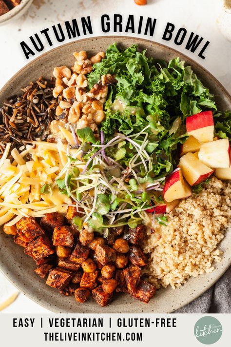 Tahini Vinaigrette, Grain Bowl Recipe, Potatoes Crispy, Vegetarian Bowls, Wild Rice Recipes, Quinoa Kale, Quinoa Sweet Potato, Wild Rice Salad, Cooking Wild Rice