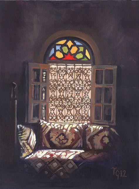 Funky Shelves, Moroccan Art Painting, Painting Of Light, Moroccan Painting, Moroccan Window, Beautiful Morocco, Morocco Art, Rennaissance Art, Moroccan Art